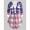 thumbnail image 1 of Talla grande enrolla hacia arriba la tapa irregular de la tela escocesa de la manga Rosegal Blusas Tallas Grandes, 1 of 5