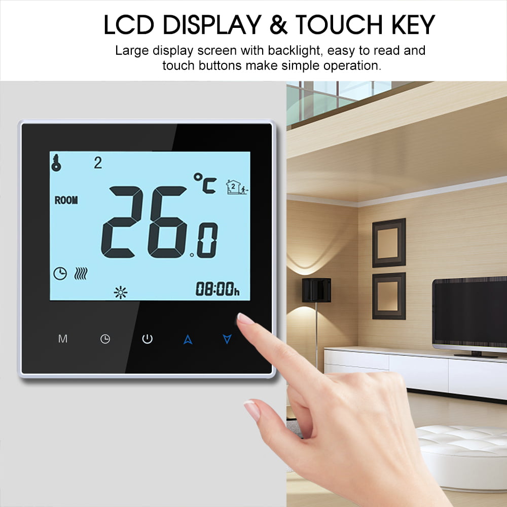 Leeofty Tuya ZigBee Smart Thermostat for Water Heating Digital Temperature Controller Large LCD Display Touch Button Voice Control Compatible with Google Assistant &  Alexa/Xiaodu/Tencent 