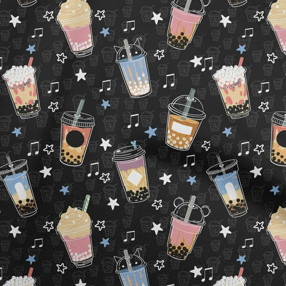 oneOone Cotton Cambric Black Fabric Ice Cream Quilting Supplies Print Sewing Fabric By The Yard 42 Inch Wide