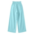 thumbnail image 6 of JSCDRPDWL Baggy Sweatpants for Girls Wide Leg High Waist Casual Track Pants Teen Kids Cotton Linen Palazzo Flowy Lounge Trousers with Pocket, 6 of 9