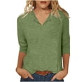 thumbnail image 5 of Womens Shirts Summer Fashionable Casual Solid Color Three Quarter Sleeve Top T Shirt Womens Tops, 5 of 6