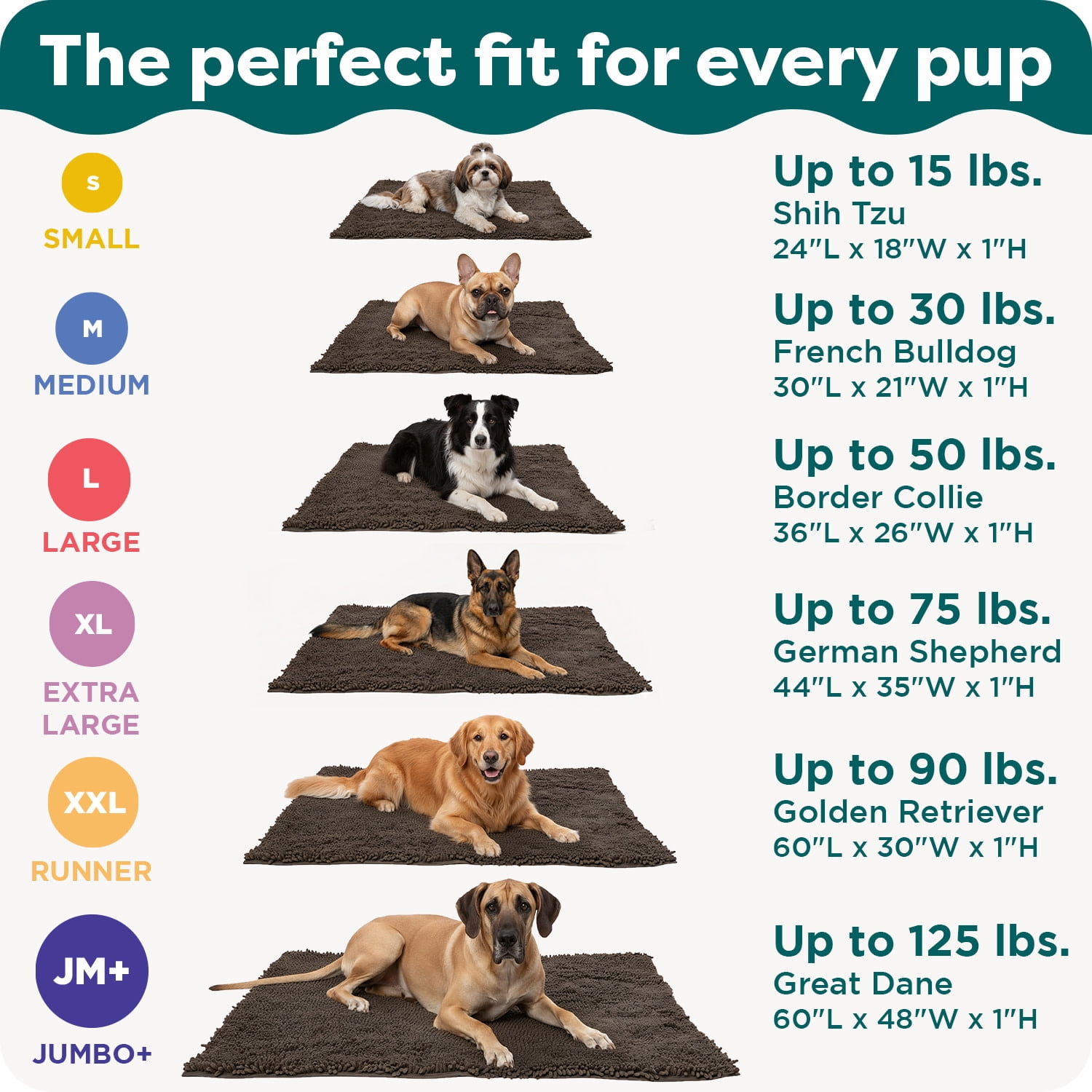 FurHaven Ultra Absorbent Dog Door Mat, Muddy Paws Chenille Rug with Machine Washable & Non Slip Backing for Cleaner Floors & Pet Safety, Jumbo Plus XXXL, Mud Brown