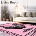 thumbnail image 2 of ODIKA 3'x5' Machine Washable Non-Slip Area Rug, Elegant Cockerel Sketch Monochrome Antiqued Pastoral Floor Covering High Traffic Rug with Pad, Pink, 728487, 2 of 8