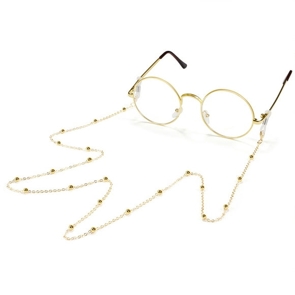 Trayknick Chic Anti-slip Metal Beaded Reading Glasses Sunglasses Neck Cord Rope Chain Sliver White