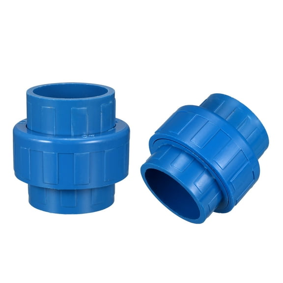40mm x 40mm Pipe Fitting,Union Solvent Socket Quick Connector Blue 2Pcs