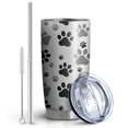 thumbnail image 2 of 20 Oz Grey Dog Paw Footprint Coffee Tumbler Double Wall Insulated Stainless Steel Water Bottle | Metal Reusable Thermoses Flask with Cup Cap | Leak & Sweat Proof with Anti-Dust Lid, 2 of 7