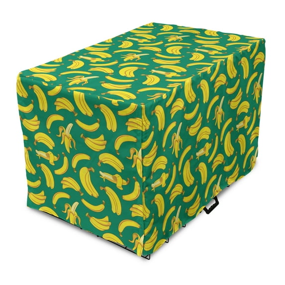 Fruits Dog Crate Cover, Digitally Generated Bananas Print Peel Fresh Healthy Plantation, Easy to Use Pet Kennel Cover Small Dogs Puppies Kittens, 7 Sizes, Yellow Dark Yellow, by Ambesonne