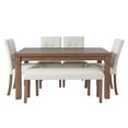 thumbnail image 6 of Euroco 6-Piece Wood Dining Table Set for 6, Modern Rectangular Kitchen Table with 4 Upholstered Chairs & Bench for Kitchen Dining Room,Walnut, 6 of 8