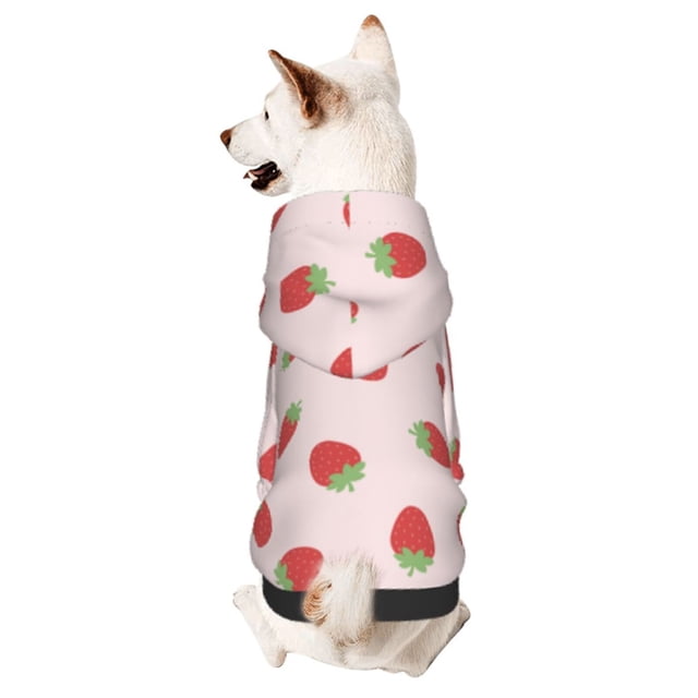 Fotbe Strawberry Sudadera con Estampado para Perros Pequeños – Suéter con Capucha para Mascotas, Tela Suave de Forro Polar con Bolsillo-Large