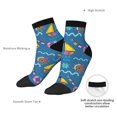 thumbnail image 6 of Rateoe Sailboat With Sailing Pattern Quarter Crew Socks,Toe Seamed Ankle Socks,Cotton Cushioned Breathable Athletic Crew Sports Socks, 6 of 7