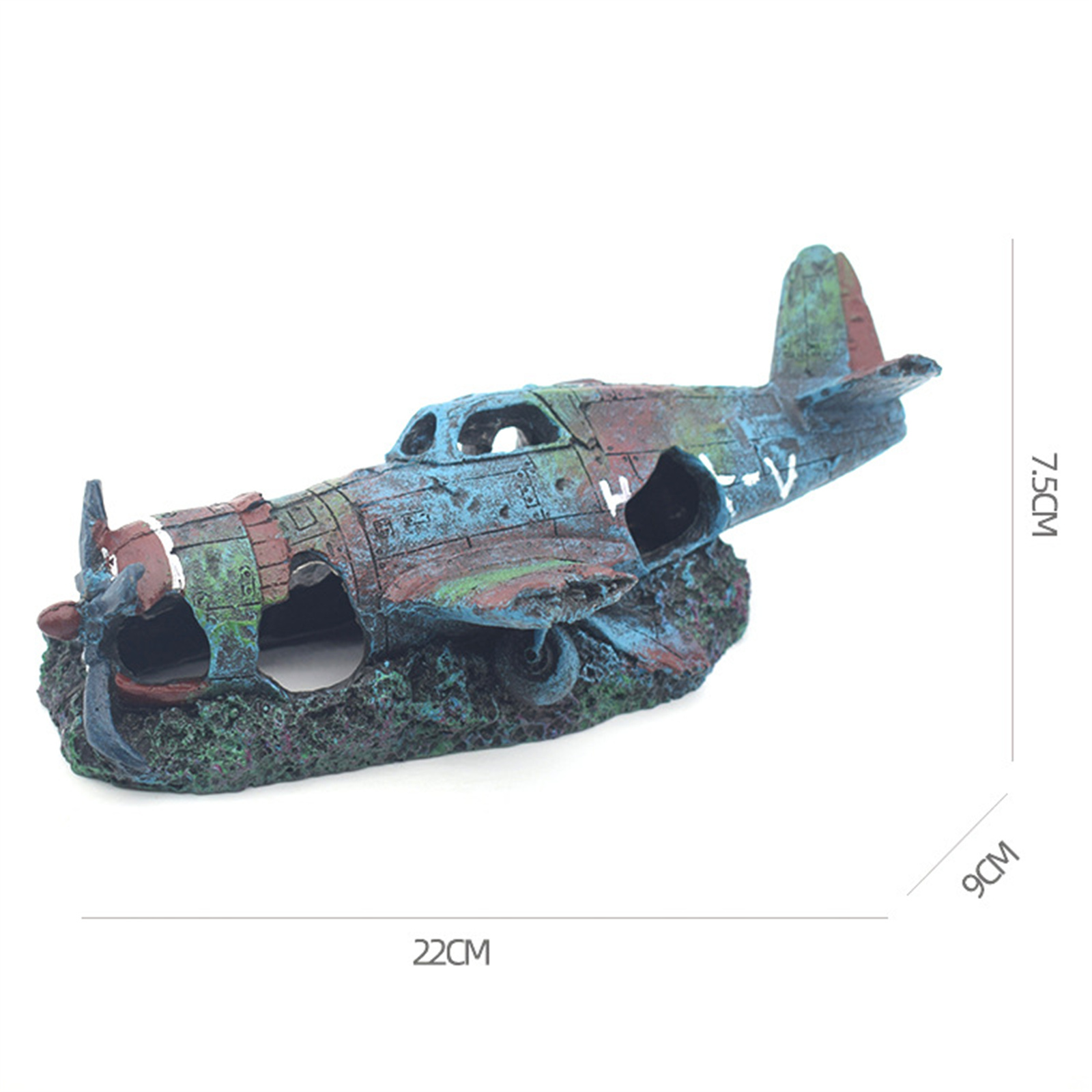 Artificial Craft Fish Tank Decoration Resin Wreck Airplane Ornament, Aquascape Enhancement