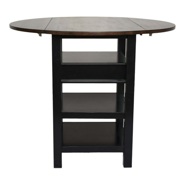 Sunset Trading Quincy 42" Table Ronde en Bois de Pub en Noir/cerise Drop Leaf Top