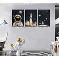 thumbnail image 4 of Space Astronaut Canvas WallCute Astronaut Nursery Galaxy Posters Modern Space Themed Print Rocket Pictures Toddler Boy Room Wall Decor for Adventure Kids Bedroom Nursery Roomd, 4 of 6