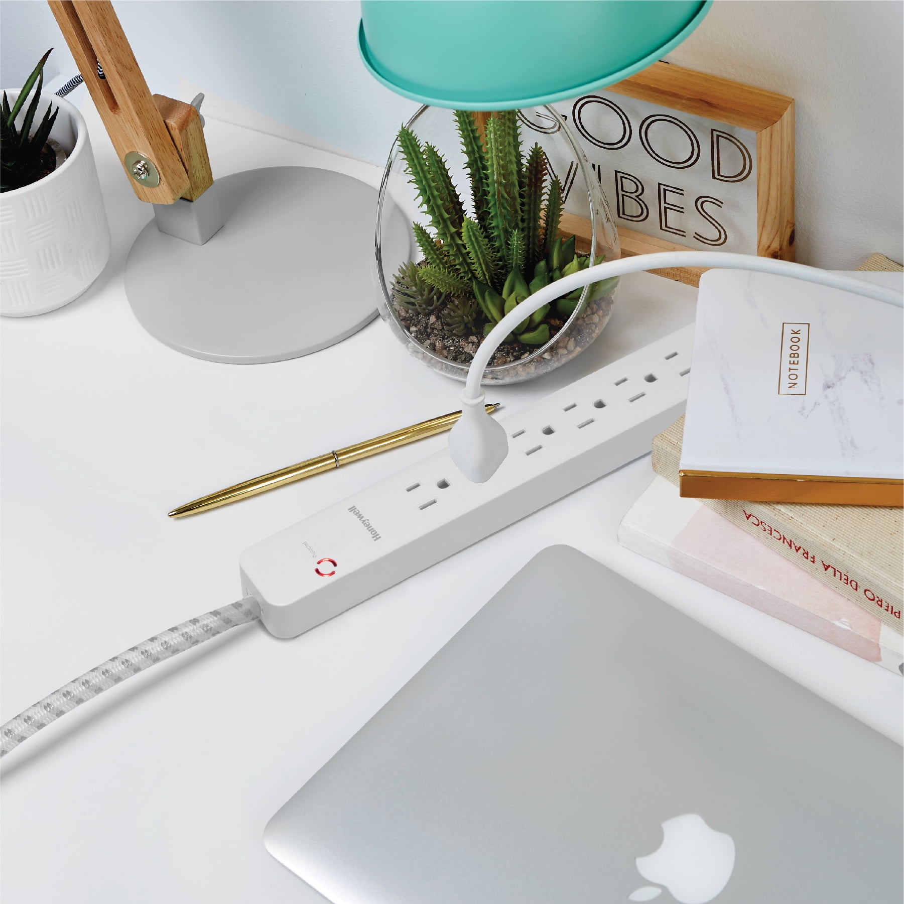 Honeywell 2-in-1 Pack Power Strips - 6 AC Outlets Surge + 3 AC 2 USB Strip (1 USB-A + 1 USB-C 2.1A) - White