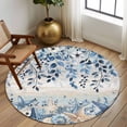 thumbnail image 2 of Round Area Rug 7 Ft, Blue Coastal Starfish Washable Non-Slip Circle Carpet for Living Room/Bedroom, Beach Nautical Shell Eucalyptus Vintage Low-Profile Large Runner Mat Collection Rugs for Indoor, 2 of 8