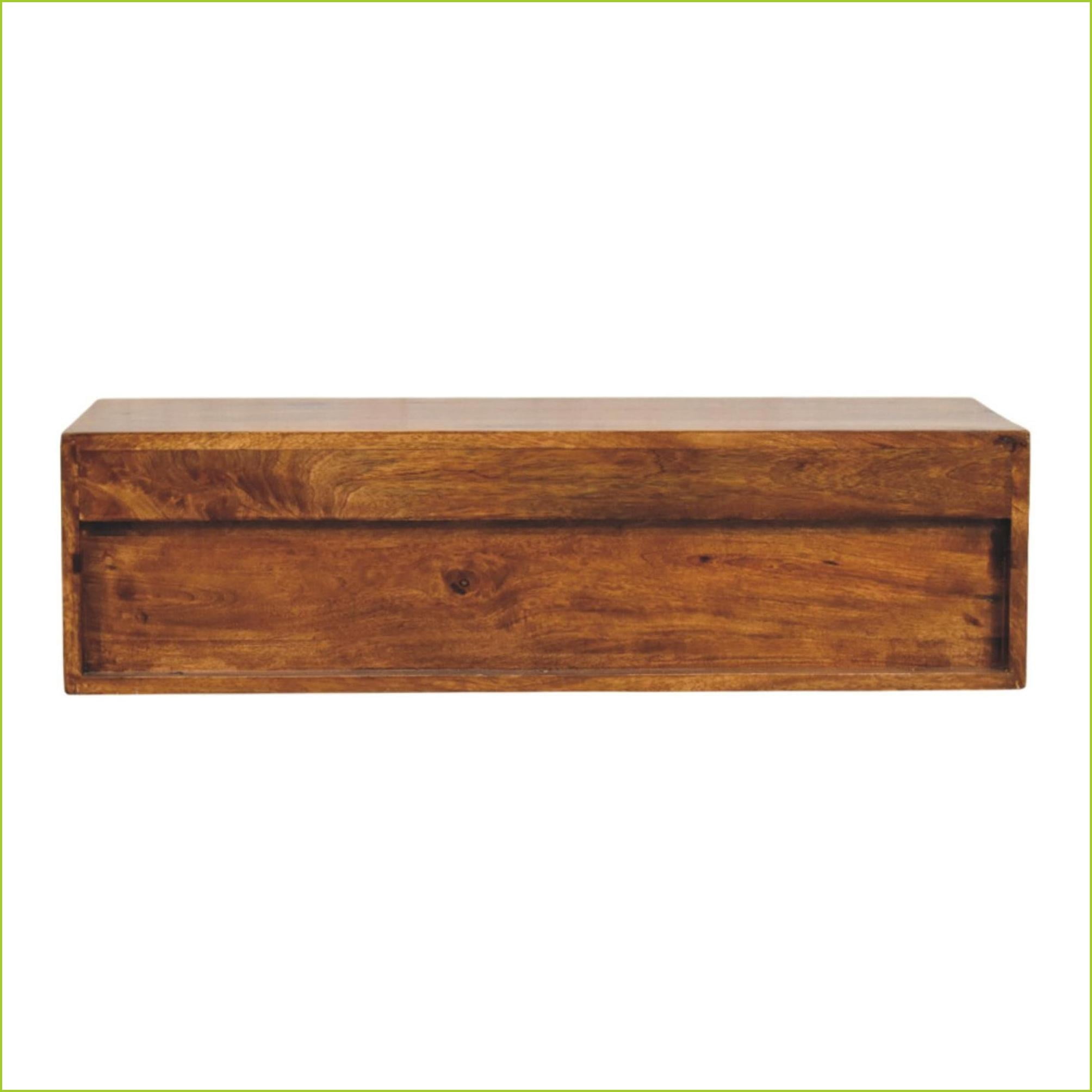 Modern Chestnut Solid Mango Wood 2-Drawer Wall-Mounted Media Unit | Solid Wood | TV Furniture 39 inches or less