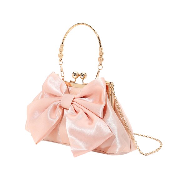 RUISINERY Women Evening Bag Handbag Bows Decoration Shoulder Purse with Removrable Chain Strap for Wedding Party Prom Purse