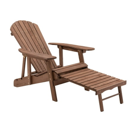 Adirondack Chairs With Retractable Ottoman Coral Coast Hubbard Big Daddy Reclining Adirondack Chair with Pull-Out Ottoman - Dark Brown ()