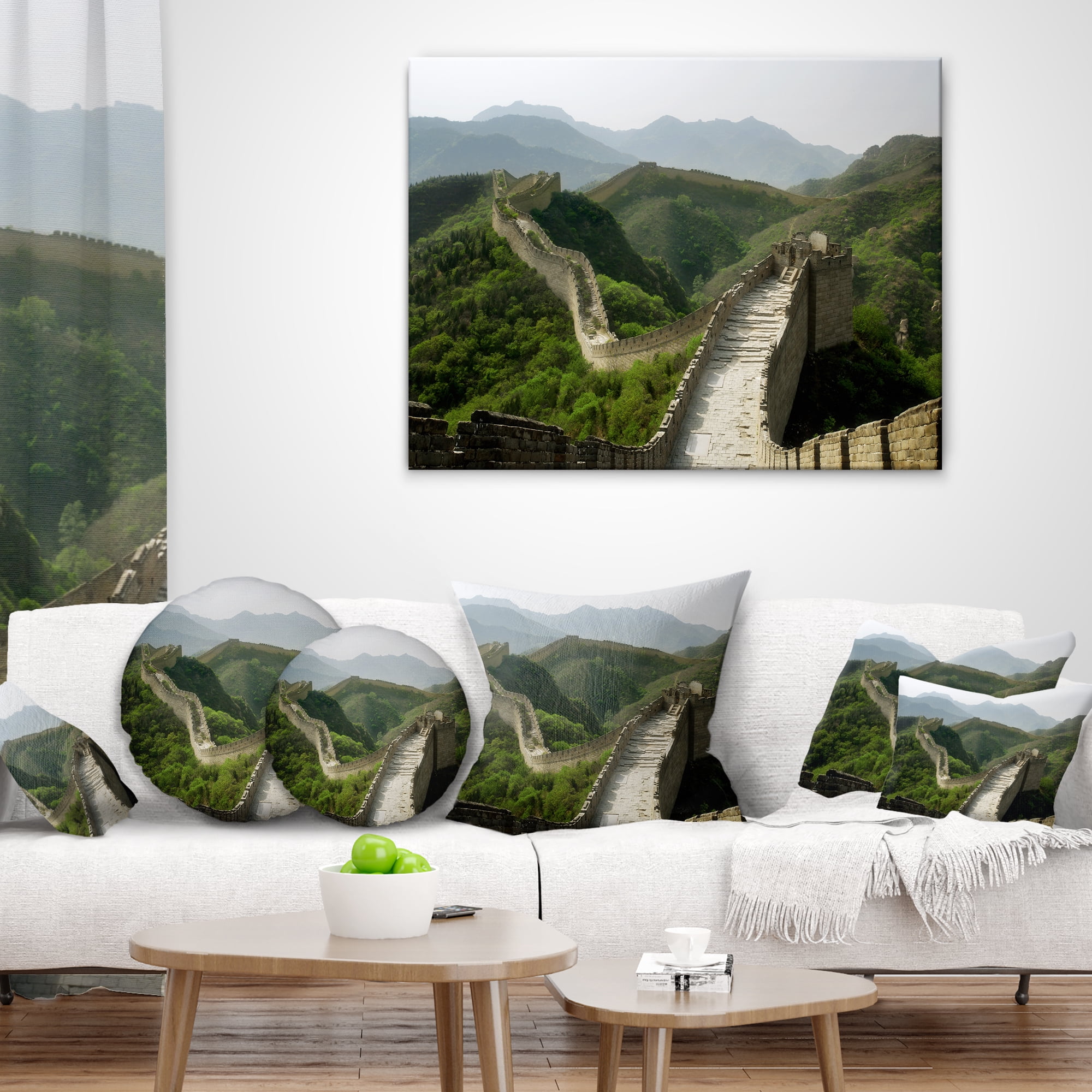 Designart Great Wall of China - Photography Throw Pillow - 12x20