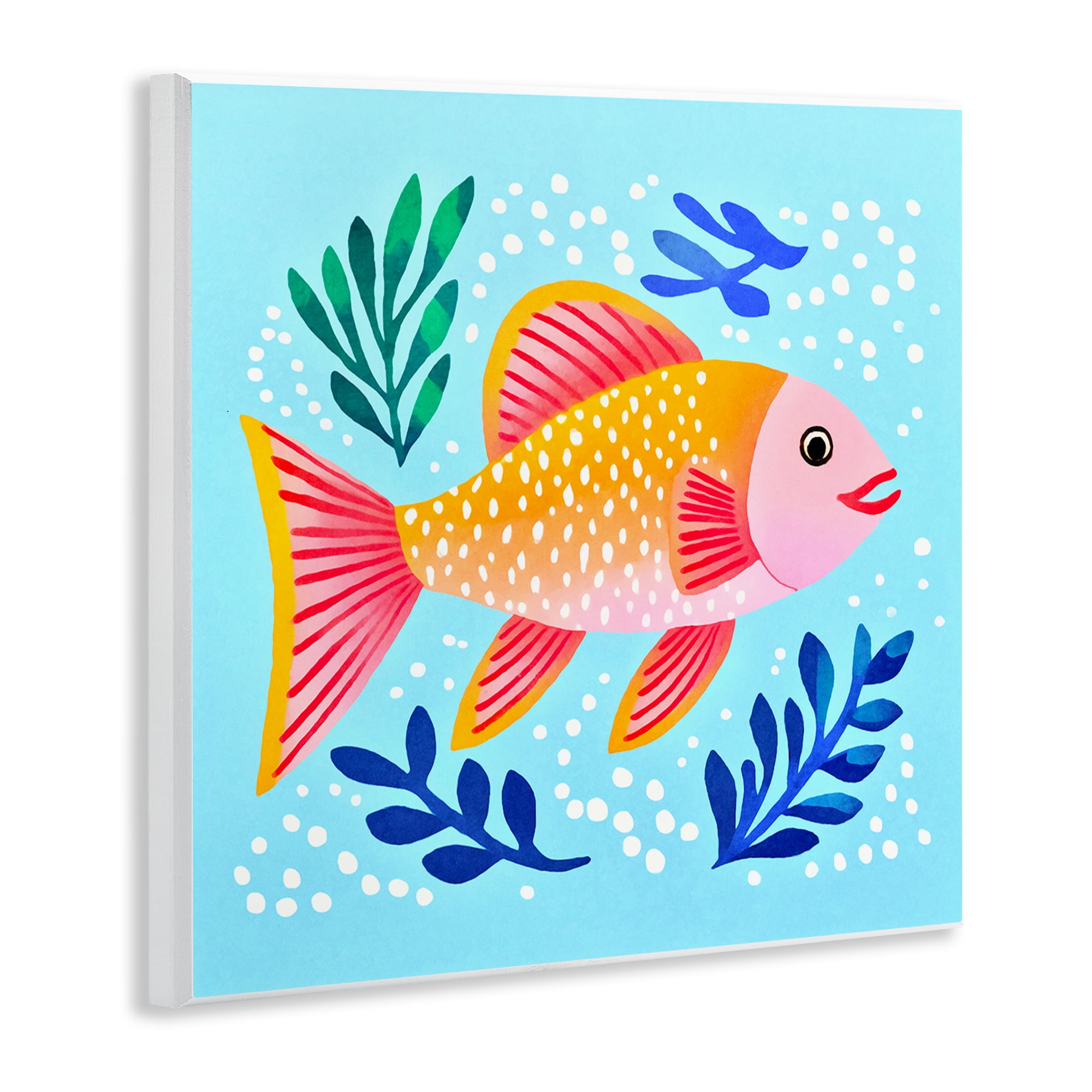 Stupell Industries Whimsical Fish & Seaweed Animals Painting Unframed Art Print Wall Art, 12 x 12