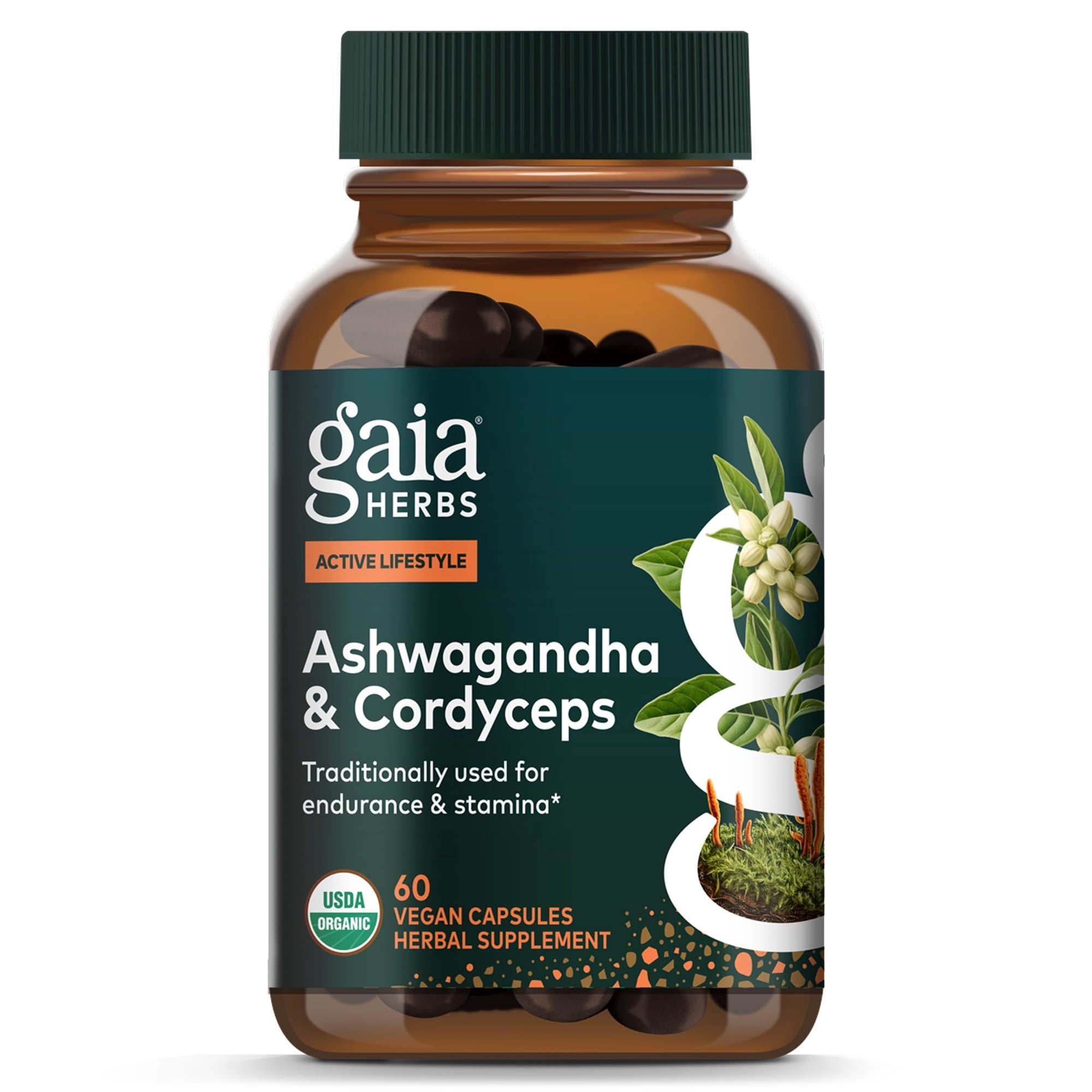 Gaia Herbs Adaptogen Performance - Energy Support Supplement with Ingredients Traditionally Used to Help Sustain Endurance & Stamina* -With Cordyceps & Ashwagandha - 60 Vegan Capsules (60 Servings)