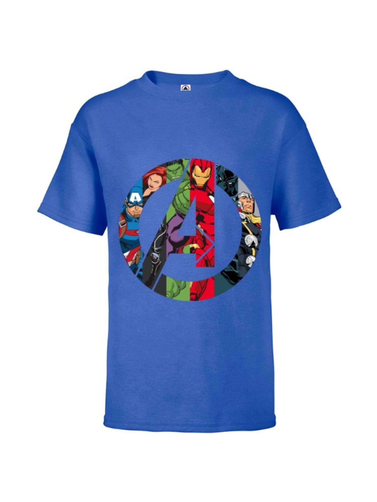 rig I hele verden Fortov Marvel Avengers A Logo - Short Sleeve T-Shirt for Kids -Customized-Royal -  Walmart.com