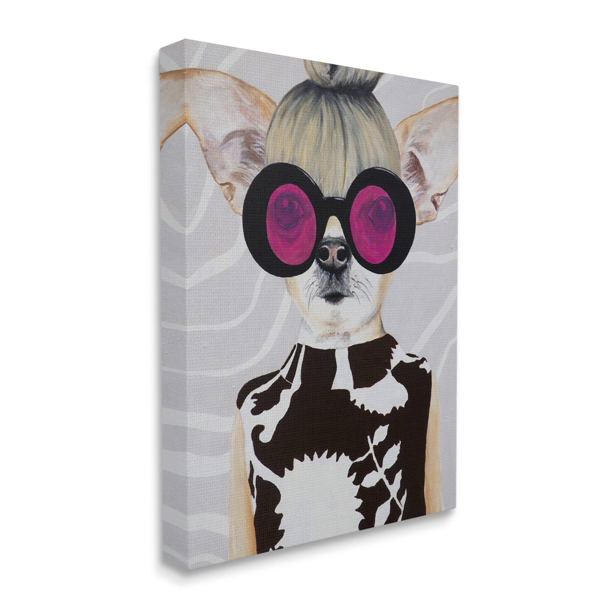 Stupell Industries Fashionable Dog Retro Glam Outfit Animals & Insects Painting Gallery Wrapped Canvas Print Wall Art