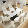 thumbnail image 2 of 55" Modern White Sintered Stone Dining Table, Seats 6, Black Metal X-Leg, Rectangular, Easy Clean, Kitchen/Dining Room, China, 2 of 12