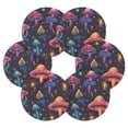 thumbnail image 2 of Haosy Set of 6 Drink Woven Coaster with Holder Heat Resistant Non-Slip Bar Coasters 4 Inches Neon Mushroom and Star, 2 of 7