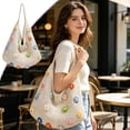 thumbnail image 2 of 14x16 Inch Floral Crochet Tote Bag, Hand Knit Bohemian Shoulder Purse, Woven Handbag for Beach Trip, Daily Shopping and Casual Commute Use, 2 of 6