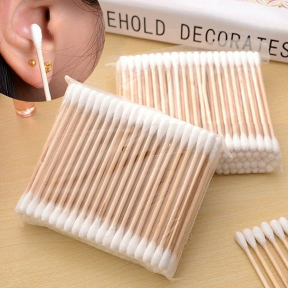 STOBOK 500Set Ear Cleaning Sticks for Wound Care Wood and Cotton Daily Use