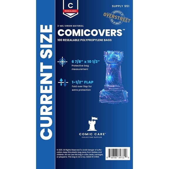 Comicovers Supply 951 Current Size Resealable Comic Bags [100 Count]