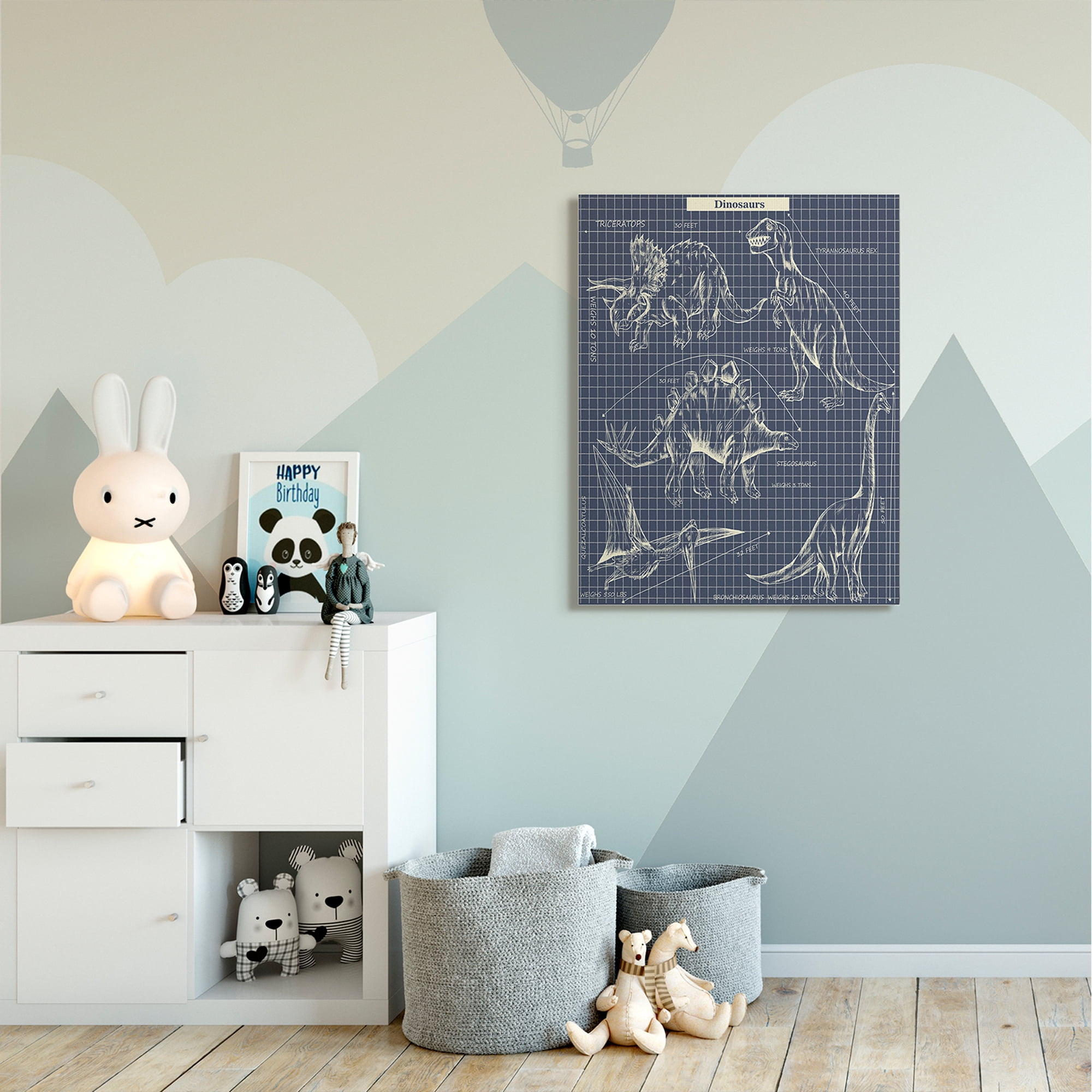 Stupell Industries Vintage Dinosaur Blueprints Dino Fact Graph Canvas Wall Art by Sangita Bachelet