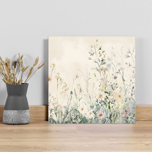 Botanical Floral Wall Art Painting on Canvas, Summer Spring Farmhouse Flowers Canvas Art Home Prints Wall Art Framed Modern Artwork for Living Room Bedroom Wall Decor 8x8in