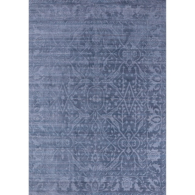 Ahgly Company Tapis d'Intérieur Rectangle Milieu du Siècle Moderne Bleu Azur Zone Orientale, 4' x 6'