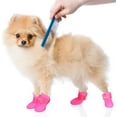 thumbnail image 2 of Juego de 3 botas impermeables para perros, botas de lluvia antideslizantes, lluvia de nieve, botas para mascotas pequeñas y medianas para perros (púrpura, rosa, amarillo) M Sincero Producto electrónico, 2 of 6