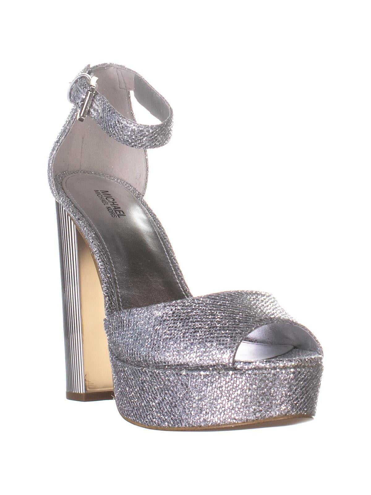 Womens MICHAEL Michael Kors Paloma Platform Ankle Strap Heels, Silver  Glitter,  US 