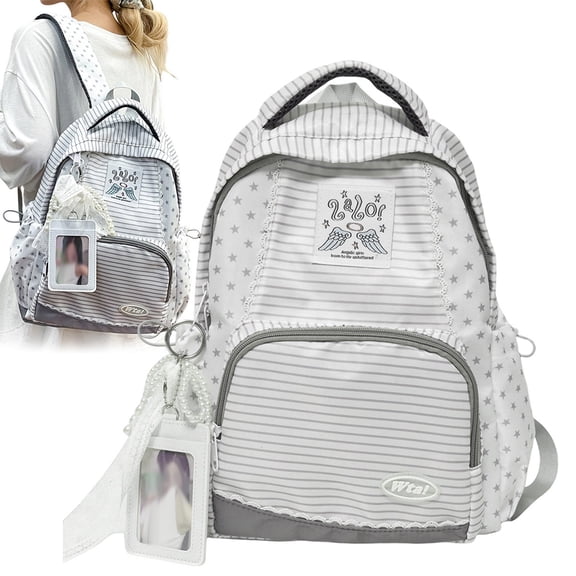 Star Backpack Twee Wing Backpack Cute Stripe Bookbag Japanese Medium Daypack Cutecore