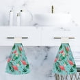 thumbnail image 6 of Hanging Towels 2 Pcs, Dish Towels Flamingo Flower Leaf Absorbent Hand Towels with Hanging Loop Washcloth for Bathroom Kitchen, 6 of 6