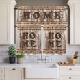 thumbnail image 3 of Kitchen Window Curtains Valance and Tier Set, Vintage Western Star Home Rod Pocket Tier Curtain Valance Set, Rustic Brown Wood Board Light Filtering Cafe Curtains for Bedroom Living Room, 3 of 9