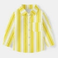 thumbnail image 4 of Baby Boy Dress Shirts Boys Striped Long Sleeve Collared Button Up Shirt with Chest Pocket School Uniform, 12-18 Months Yellow, 4 of 7