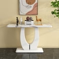 thumbnail image 2 of Sumdeal Modern Console Table for Entryway,47" Console Entryway Table w/Faux Marble Top & U Shape Pedestal Base,Long Narrow Console Sofa Table Entrance Hallway Table for Living Room Behind Couch,White, 2 of 8