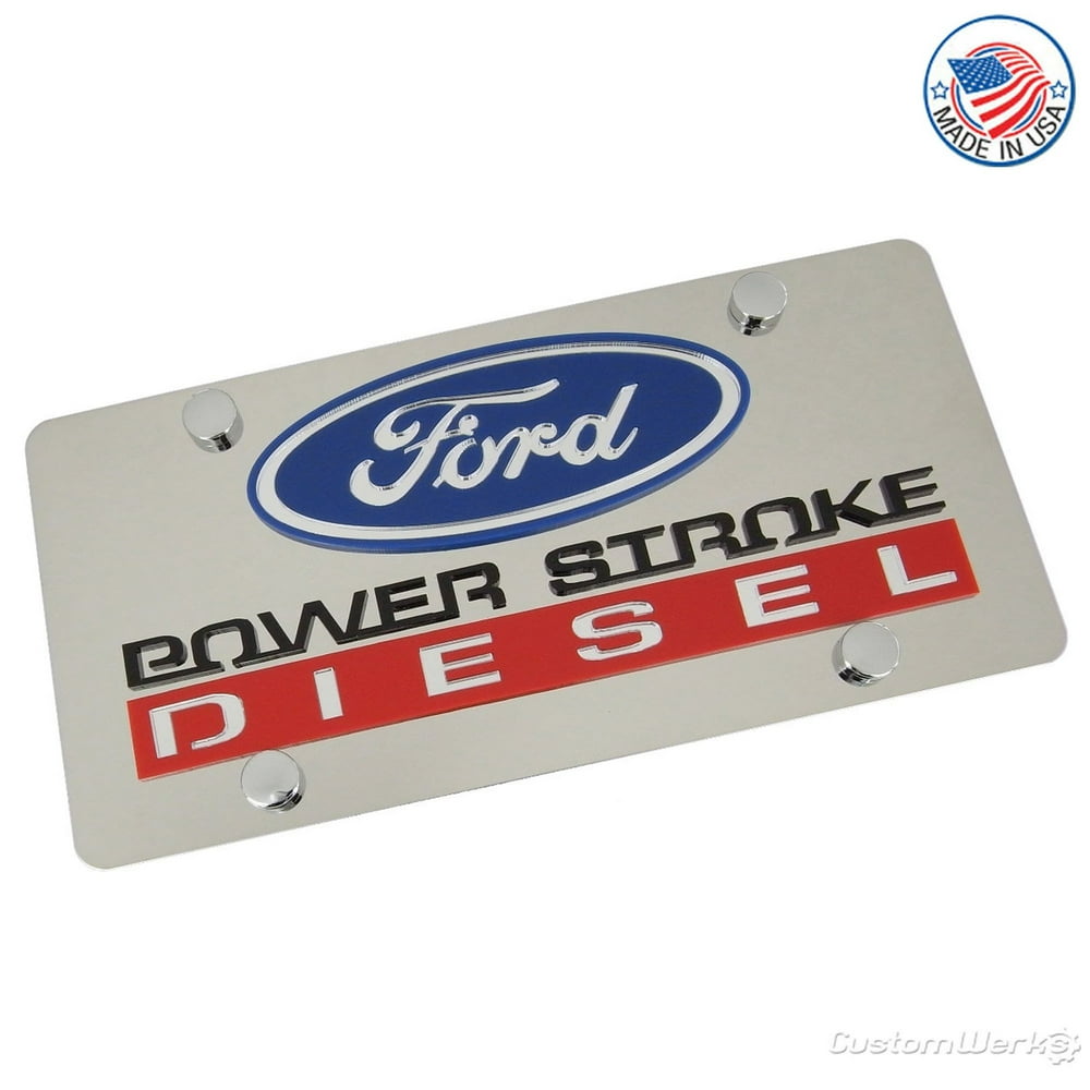 Ford Dual Logo Power Stroke Diesel License Plate (Chrome)