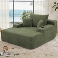 thumbnail image 3 of Leumius Boneless Couch, Lounge Chair corduroy with Wide Armrest & Throw Pillows, Cozy Boneless Sleeper Sofa Bed Armchair with Cup Holder for Living Room, Bedroom, No Assembly Required,Green, 3 of 9