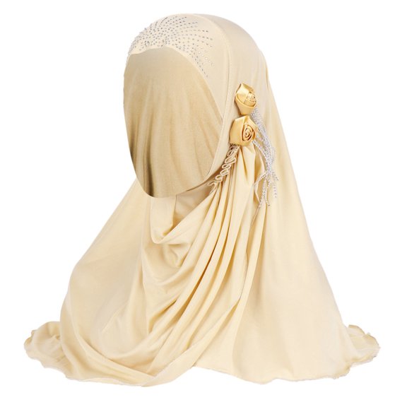 Baberdicy Head Wraps for Women's Hair Silk Fashion Breathable Headscarf Muslim Flower Hat Ice Turban Summer Tassel Accessory Headwraps Beige