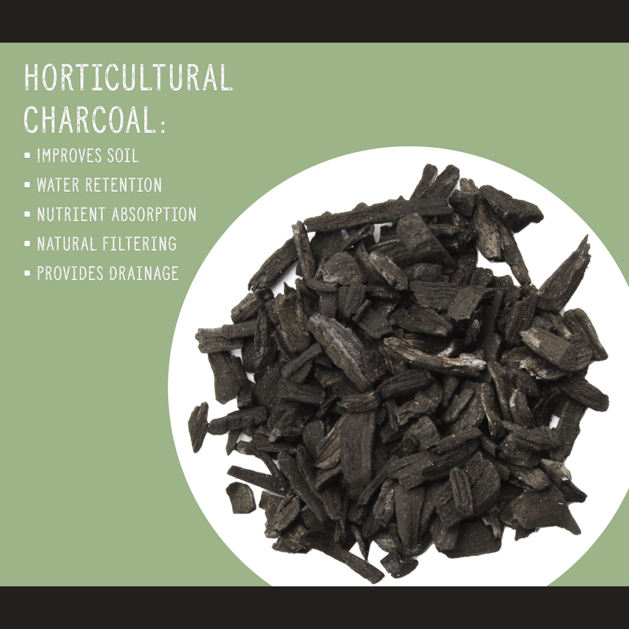 Cloflo Horticultural Charcoal for Indoor Plants Soil Amendment for Orchids,  Terrariums, and Gardening 1-5 Qt 