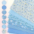 thumbnail image 4 of Uxcell Paquetes de Tela de Algodón, 7Pcs 10 x 10 pulgadas 100% Algodón Cuadrados de Tela Pre-cortados Impresos Florales para Costura, Patchwork, Acolchado y Manualidades DIY, Azul, 4 of 7