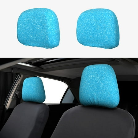 Goofa Sky Blue Glitter Pattern 2 PCS Car Headrest Cover, Headrest Protector,Universal Interior Car Accessories