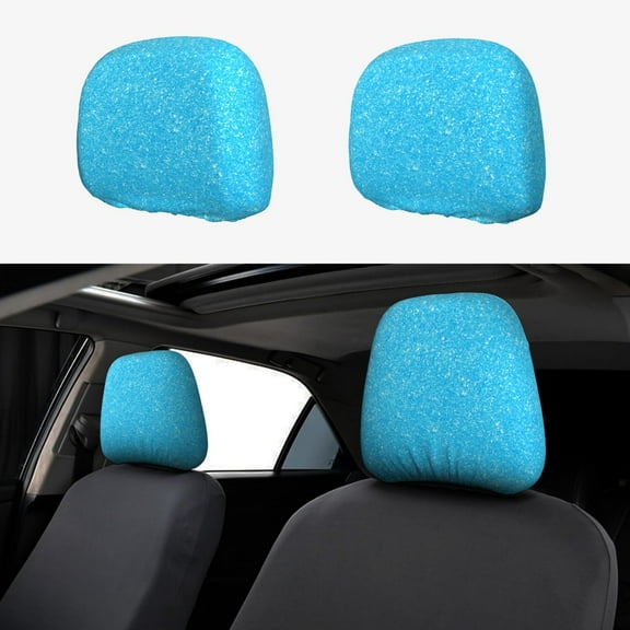 Goofa Sky Blue Glitter Pattern 2 PCS Car Headrest Cover, Headrest Protector,Universal Interior Car Accessories