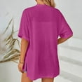 thumbnail image 4 of qucoqpe Womens Summer Lightweight Cardigan V Neck Short Sleeve Open Front Casual Solid Loose Beach Swimsuit Coverup for Women, 4 of 5